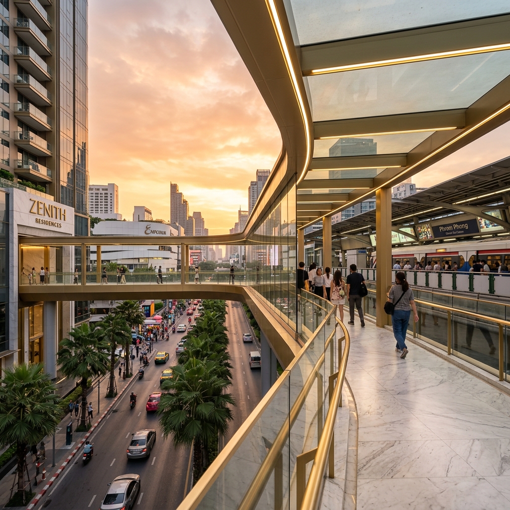 Skywalk connecting to BTS Ekkamai station